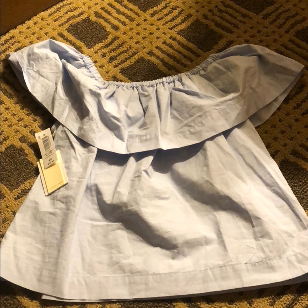 NEVER WORN WILFRED LIGHT BLUE OFF THE SHOULDER TOP